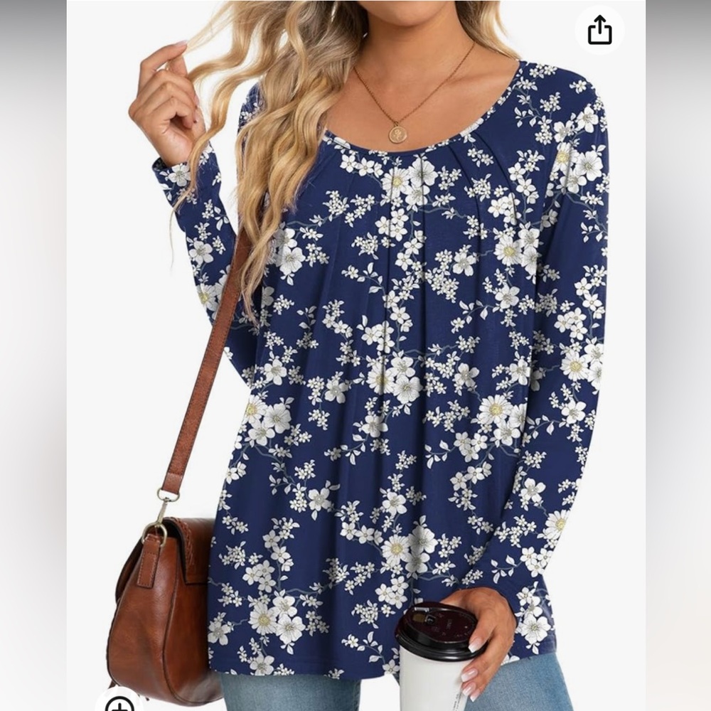 Floral Navy Blue Women's Tunic